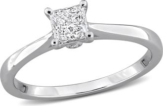 Mimi & Max 1/2ct TW Princess Lab-Grown Diamond Engagement Ring White or Yellow Sterling Silver