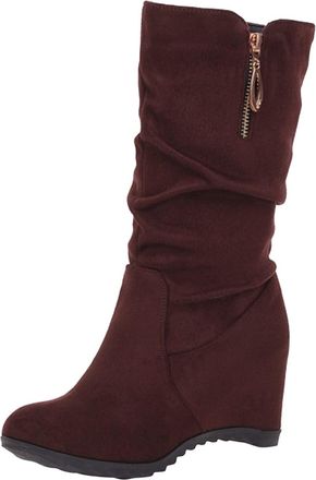 Generic Suede Boots Womens Mid Calf - Cowboy Boots With Zips For Women Calf Boots Side Zipper Low Heel Mid Calf Fashion Western Boots Calf Length Slouch Boots