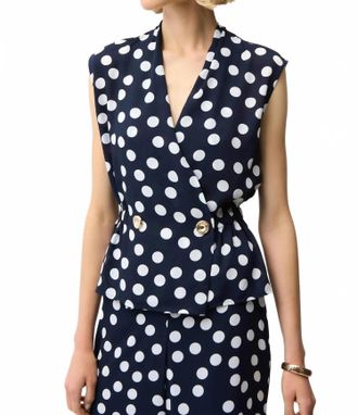 Joseph Ribkoff Dot Wrap Blouse In Midnight Vanilla