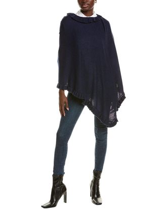 Sofiacashmere Sofiacashmere Ruffle Trim Wool & Cashmere-Blend Poncho