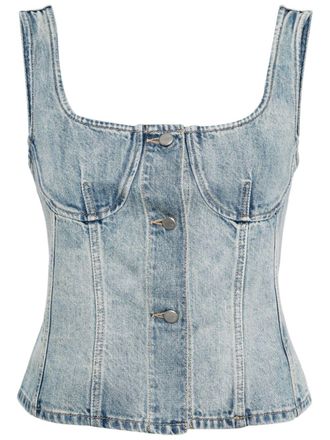 JNBY corset denim top - women - Cotton/Hemp - M - Blue