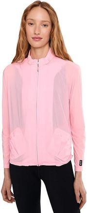 Jamie Sadock Sunsense 35 SPF Lightweight Full Zip Jacket Womens Coat Valentine Pink : SM, Spandex/Nylon