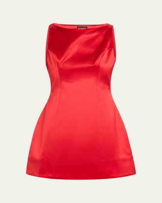Retrof&ecirc;te Livie High-Neck Satin Mini Dress