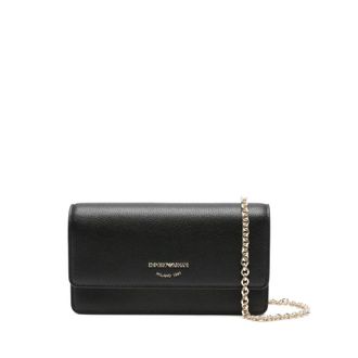Emporio Armani Mini Tas in Getrommeld Leer - Dames - Schoudertassen - Zwart - ONE Size - Leer - Tassen