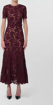 Self Portrait lace slim-fit short-sleeve midi dress