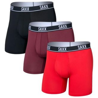 Saxx Essential Performance Mesh Boxer Brief Fly 3-Pack Alltagsunterw&auml;sche f&uuml;r Herren | rot