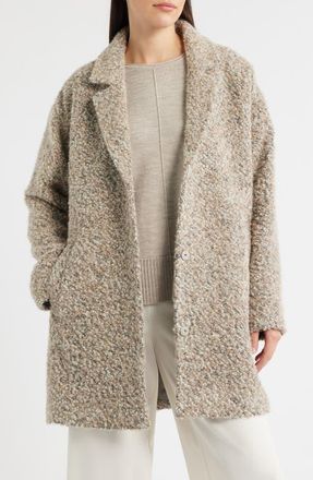 Eileen Fisher Alpaca & Wool Blend Faux Shearling Coat in Biscuit at Nordstrom, Size X-Small