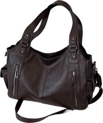 Generic Compatible For Female Handbag Large Capacity Shoulder Bags Big Tote Bag Ladies Soft Leather Hobos Messenger Women Shopper Sac(Coffee)
