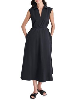DKNY Dkny Midi Smocked Cut Out Back Dress