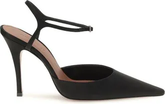 Amina Muaddi Black Satin High Heel Womens Pumps