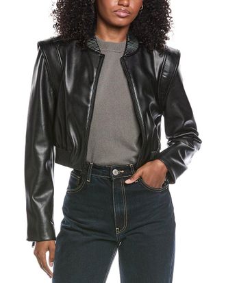 SIMKHAI Simkhai Doreen Vegan Leather Bomber Jacket