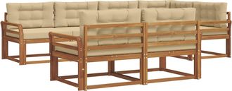 vidaXL Conjunto De Sof&aacute;s De Exterior 8 Uds. Natural Y Beige Vidaxl