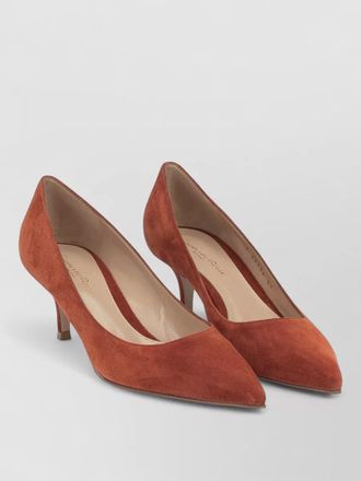 Gianvito Rossi 55mm pointed toe suede kitten heel pumps