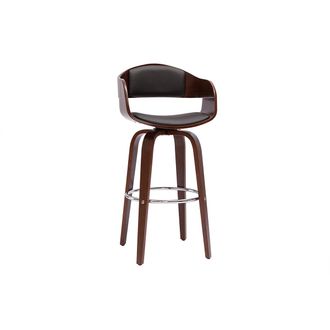Miliboo Taburete De Cocina De Dise&ntilde;o Negro Con Madera Oscura 67 Cm Gao