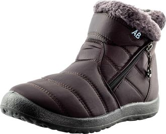 Generic Warm Lined Zip Lightweight Walking Ankle Boots for Women, Ladies Winter Shoes (Brown, UK Footwear Size System, Adult, Women, Numeric, Medium, 6)