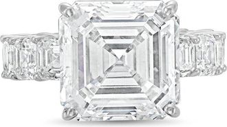 Diana M. Jewels Platinum Lab grown 15ct Asscher Cut Diamond Ring with Asscher Eternity Band