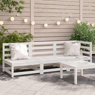 vidaXL Vidaxl - Sof&aacute; De Jard&iacute;n De 3 Plazas Madera Maciza De Pino Blanco