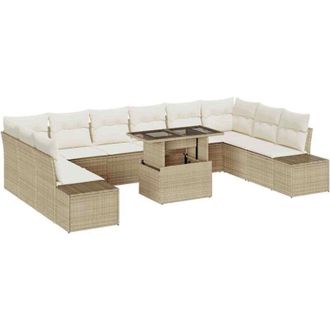 vidaXL Conjunto De Sof&aacute; De Jard&iacute;n 11 Pcs Beige Polirat&aacute;n Vidaxl