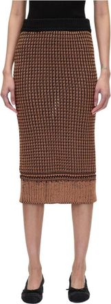 3.1 Phillip Lim Bi-Color Gebreide Pencilrok - Dames - Midirokken - Bruin - M - Rokken
