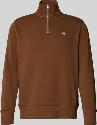 GANT Sweatshirt mit Stehkragen und Reißverschluss in Hellbraun, Größe XXXL