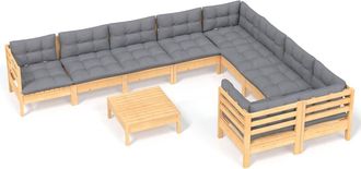 vidaXL Juego De Muebles De Jard&iacute;n 10 Pzas Y Cojines Madera De Pino Vidaxl
