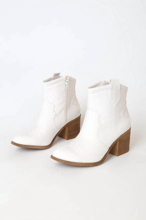 Dirty Laundry Womens Snake Attack Booties In White