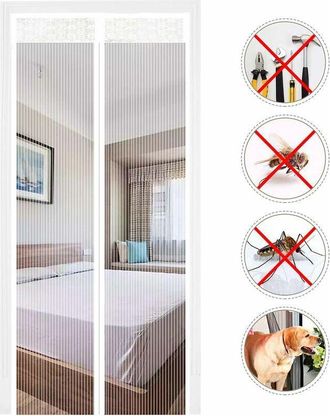 OEM Mosquitera Magn&eacute;tica Para Puerta De 140x210 Cm - Malla De Fibra De Vidrio Ultrafina - 32 Imanes Para Un Cierre R&aacute;pido - Instalaci&oacute;n Sin Herramientas