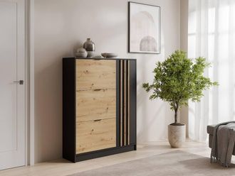 Vente-Unique Shoe Cabinet With 1 Door & 3 Drop - Down Recesses - Natural and in Black