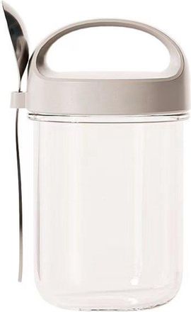 OEM Vaso De Leche - Vaso De Yogur Para Llevar - Vaso De Yogur - Vaso De Muesli - Vaso Para Avena Nocturna Con Tapa - Vidrio - 400 Ml - Gris