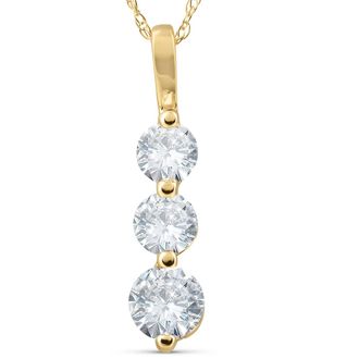Pompeii3 1ct Three Stone Past Present Future Diamond Pendant 14k yellow gold