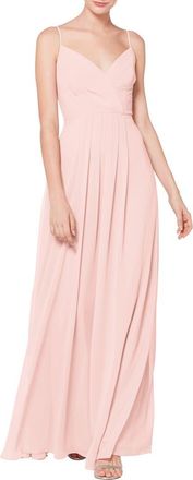 Bill Levkoff Surplice Neck Chiffon A-Line Gown in Petal Pink at Nordstrom, Size 10