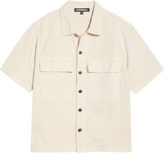 Criminal Damage Mechanic Button Front Shirt in Washed Stone at Nordstrom, Size Xx-Large