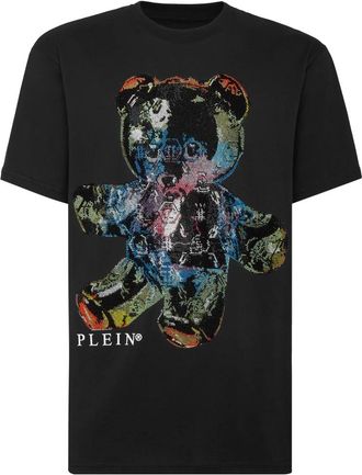 Philipp Plein T-Shirt Round Neck Teddy Glass - Heren - T-shirts - Zwart - 2XL - Katoen - Tops