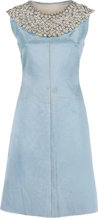 Vintage Abito con applicazione a fiori - Blu