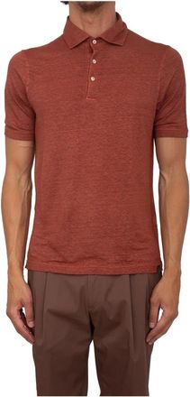 Gran Sasso Polo - Heren - Polos - Oranje - M - Linnen - Tops