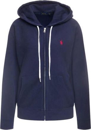 Ralph Lauren Hooded Gebreide Trui met Ritssluiting - Dames - Vesten met rits - Blauw - M - Hoodies & sweatvesten