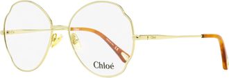 Chlo&eacute; Womens Scalloped Oval Eyeglasses CH0097O 001 Gold/Havana 53mm