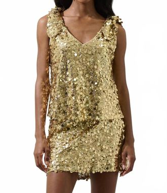 Sugarlips Cressida Sequin Sleeveless Top In Gold