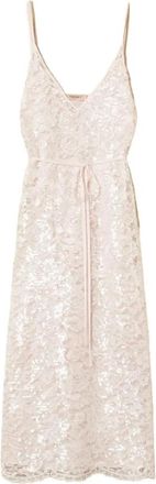Twinset Abito Lungo C/Spallini E Sottoveste E Cintura - Dames - Feestkleedjes - Roze - L - Polyester - Kleedjes