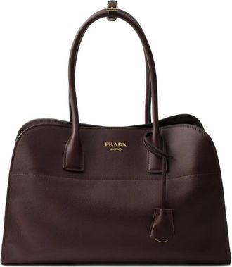 Prada Borsa tote grande in pelle - Marrone