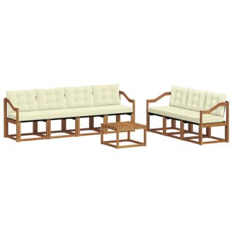vidaXL Conjunto De Sof&aacute;s De Exterior Con Coj&iacute;n 8 Pcs Natural Y Crema Vidaxl