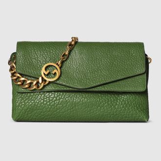 Gucci Large Shoulder Bag With Chain, Green, Leather