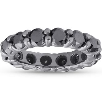 Pompeii3 3 1/2ct Black Diamond Black Gold Eternity Stackable Ring Size Selectable