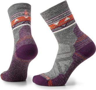 Smartwool Womens Hike Light Cushion Zig Zag Valley Mid Crew Socks Gray L