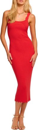 Ramy Brook Kira Rib Scallop Hem Dress in Crimson at Nordstrom, Size X-Large