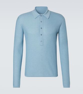 Saint Laurent Wool, cashmere, and silk polo shirt