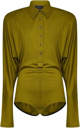 MUGLER Truien - Dames - Bodies - Groen - S - Wol - Tops