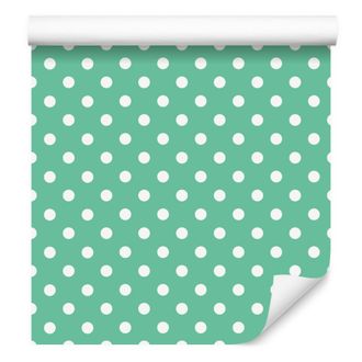 OEM Carta Da Parati A Pois Color Menta E Mare Per Soggiorno E Camera Da Letto, 50x1000 Cm