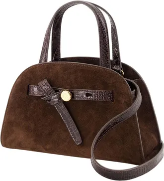 Tory Burch Womens Romy Small Bauletto Purse - Tory Burch Leather Brown Calfskin Bags Handbags-Purses