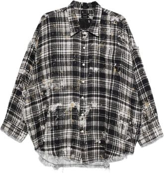 R13 frayed plaid shirt - men - Cotton - S - Black